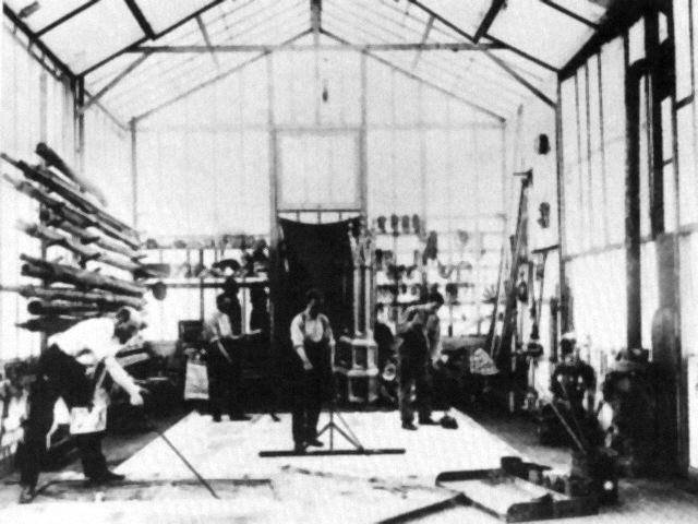 Méliès and workers in his studio, built in 1897.