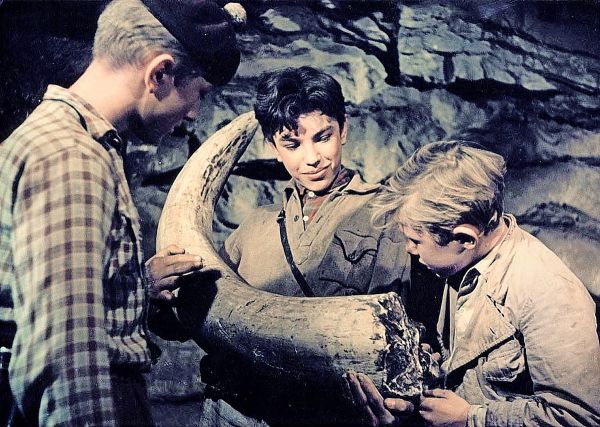 The boys find a mammoth tusk. 